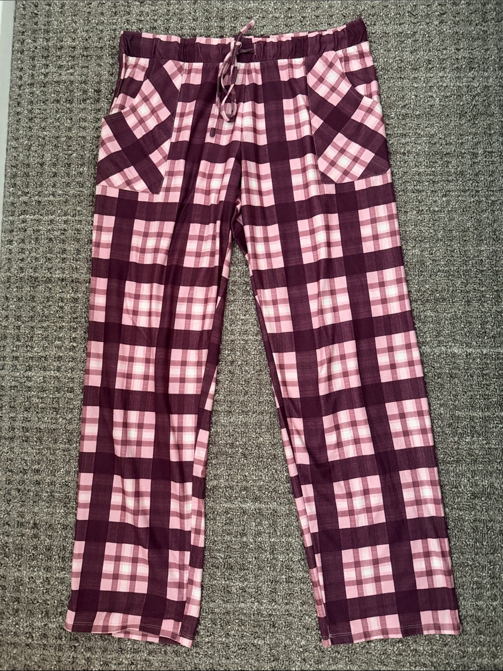 Lucky Brand Pink and Burgundy Plaid Pajama Pants